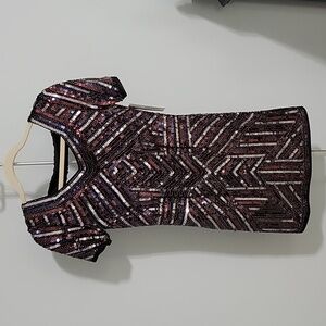 RED DRESS boutique sequined mini party dress Sz S NWT